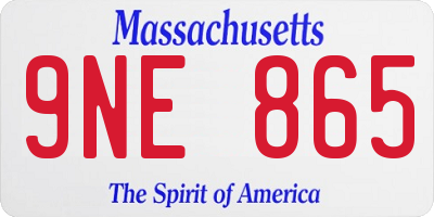MA license plate 9NE865