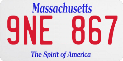 MA license plate 9NE867