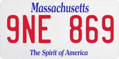 MA license plate 9NE869