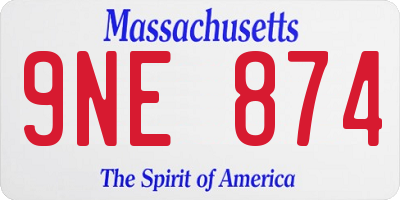 MA license plate 9NE874