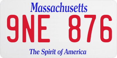 MA license plate 9NE876
