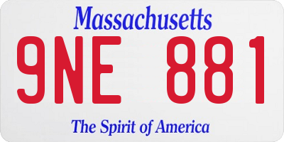 MA license plate 9NE881