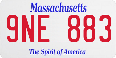 MA license plate 9NE883