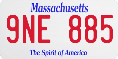 MA license plate 9NE885