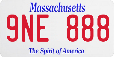 MA license plate 9NE888