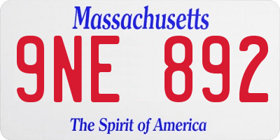 MA license plate 9NE892