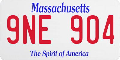 MA license plate 9NE904