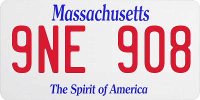 MA license plate 9NE908