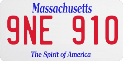 MA license plate 9NE910