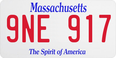 MA license plate 9NE917
