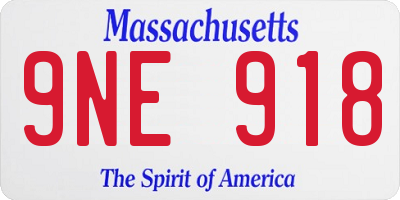 MA license plate 9NE918