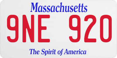 MA license plate 9NE920