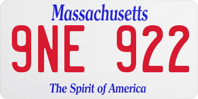 MA license plate 9NE922