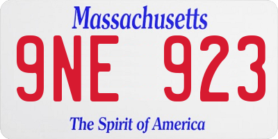 MA license plate 9NE923