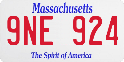MA license plate 9NE924
