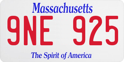 MA license plate 9NE925