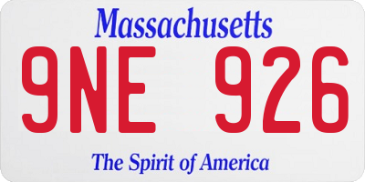 MA license plate 9NE926