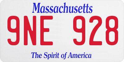 MA license plate 9NE928