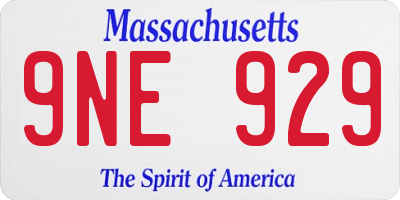 MA license plate 9NE929