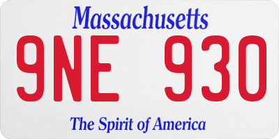 MA license plate 9NE930