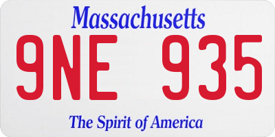 MA license plate 9NE935