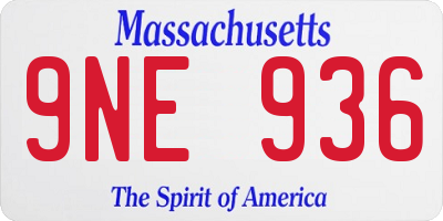 MA license plate 9NE936