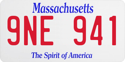 MA license plate 9NE941
