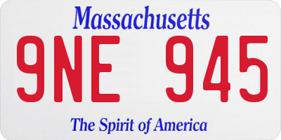 MA license plate 9NE945