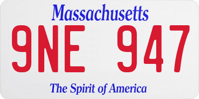 MA license plate 9NE947