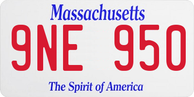MA license plate 9NE950