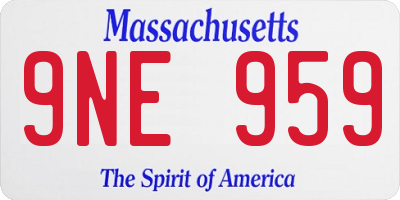 MA license plate 9NE959