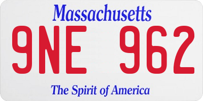 MA license plate 9NE962