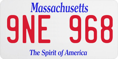 MA license plate 9NE968