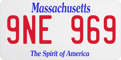 MA license plate 9NE969