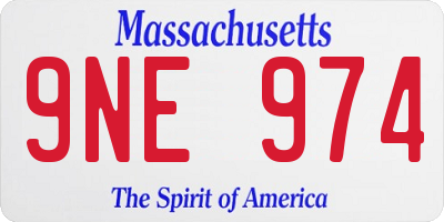 MA license plate 9NE974