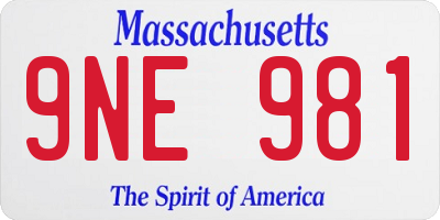 MA license plate 9NE981