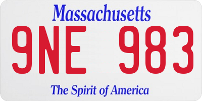 MA license plate 9NE983