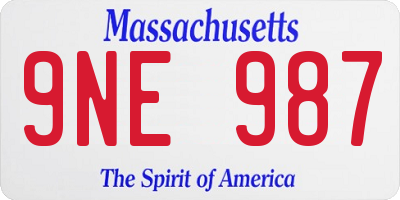 MA license plate 9NE987