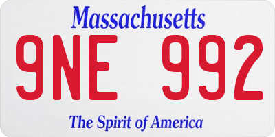 MA license plate 9NE992