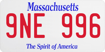 MA license plate 9NE996
