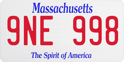 MA license plate 9NE998