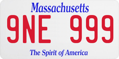 MA license plate 9NE999