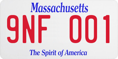 MA license plate 9NF001