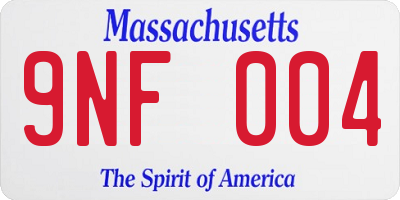 MA license plate 9NF004