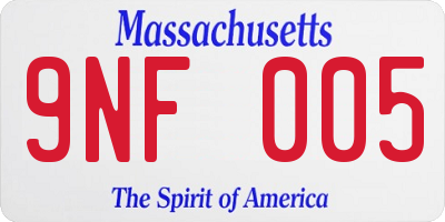 MA license plate 9NF005