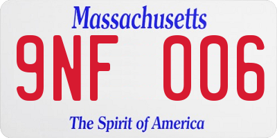 MA license plate 9NF006