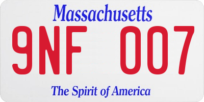 MA license plate 9NF007