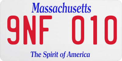 MA license plate 9NF010