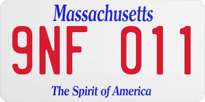 MA license plate 9NF011