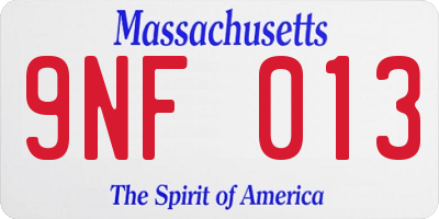 MA license plate 9NF013